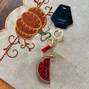 🍉NEW Bedazzled Beaded Watermelon Keychain🍉